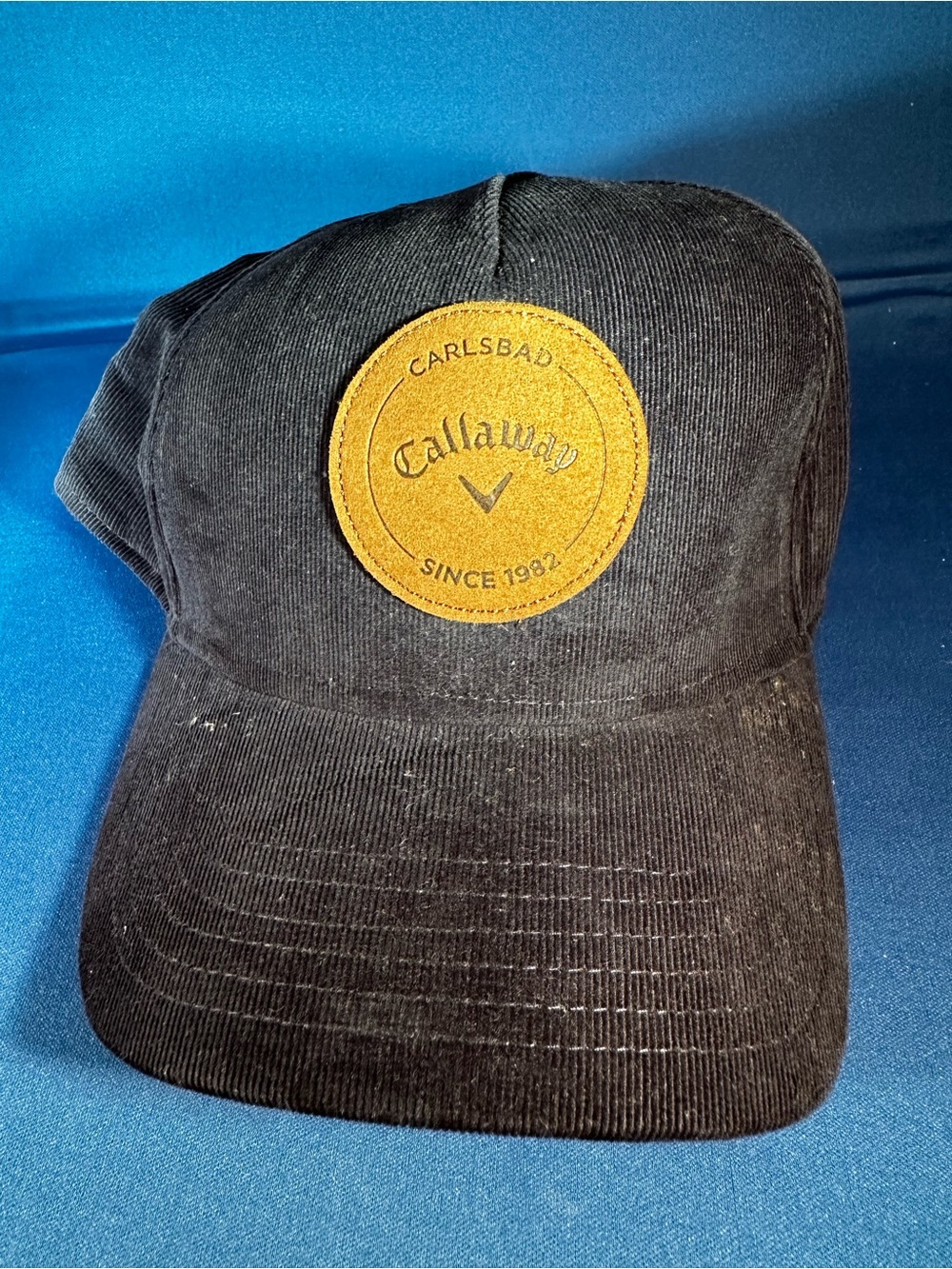 Callaway Golf Carlsbad Since 1982 Black Corduroy Snapback Hat Leather